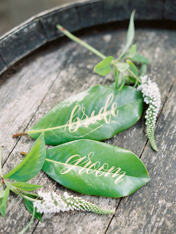 Leaf escort cards Inspiration