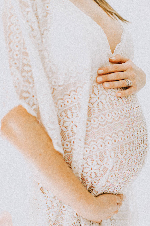 All white bohemian maternity photos