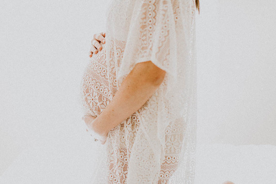 All white bohemian maternity photos