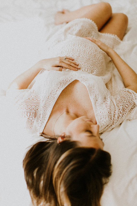 All white bohemian maternity photos