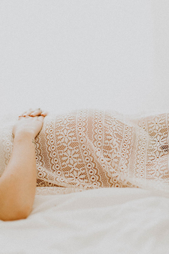 All white bohemian maternity photos