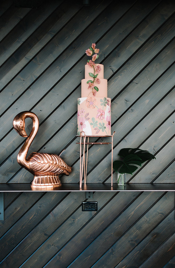 Pink floral wedding cake