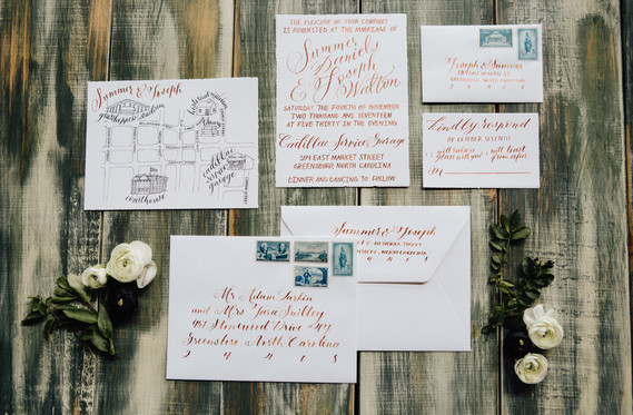 Hand lettered invitations