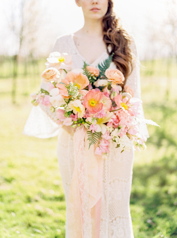 Coral bridal bouquet