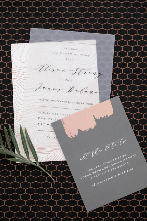 Modern custom wedding invites from Minted Inspiration