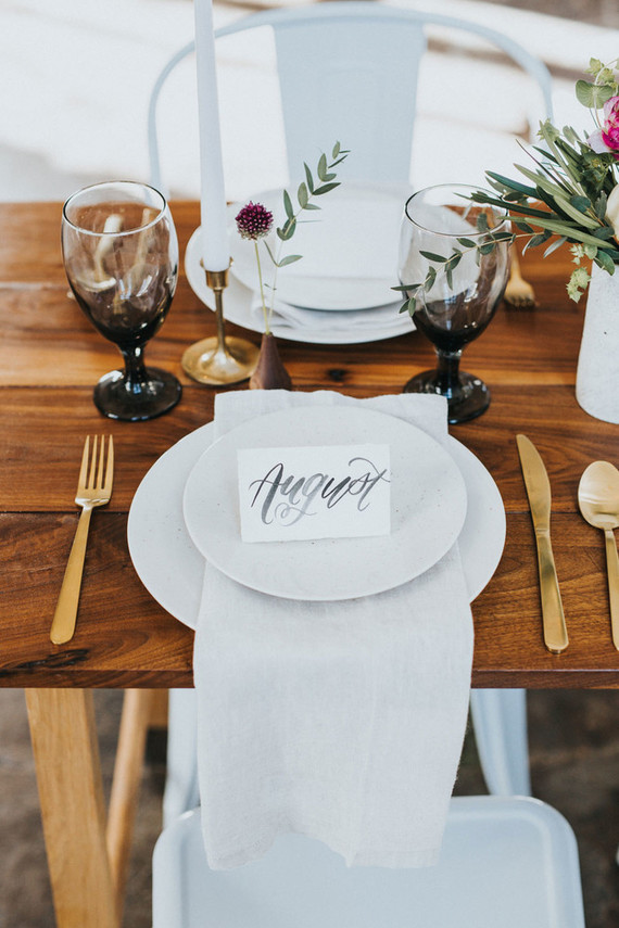 White and gold place setting