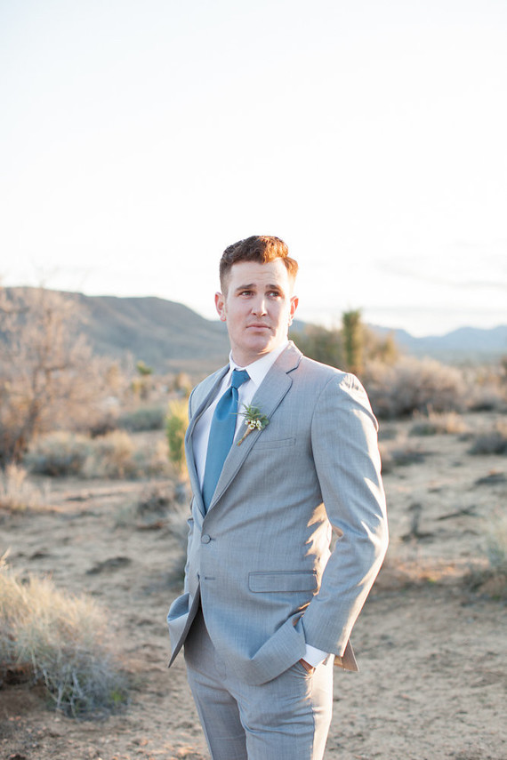 Gray groom's suit