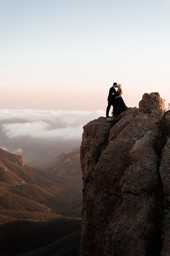 Mountaintop sunset engagement shoot