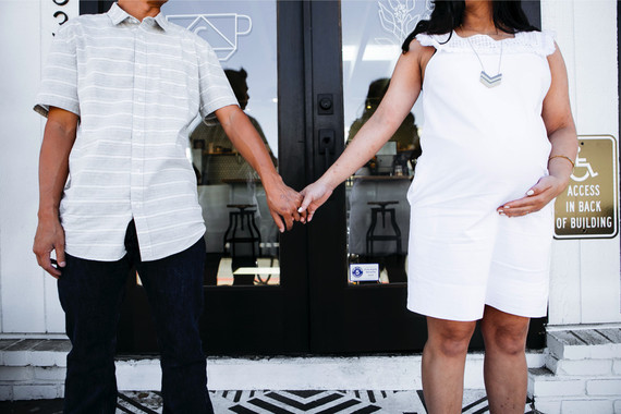 Coffee shop maternity photos
