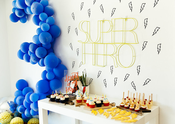 Modern super hero 3rd birthday party Inspiration