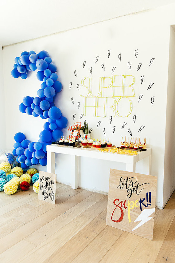 Modern super hero 3rd birthday party Inspiration
