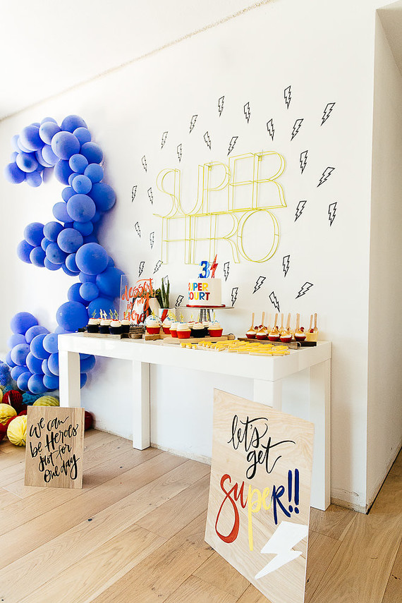 Modern super hero 3rd birthday party Inspiration