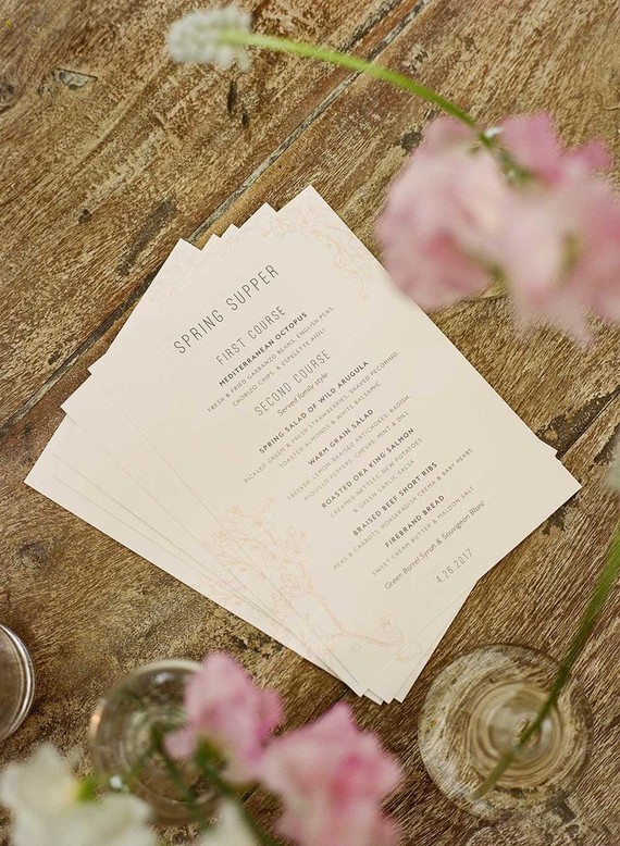 Spring dinner menu