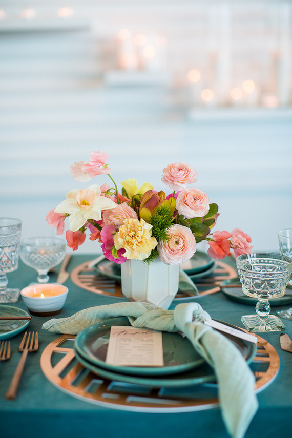 Teal place setting