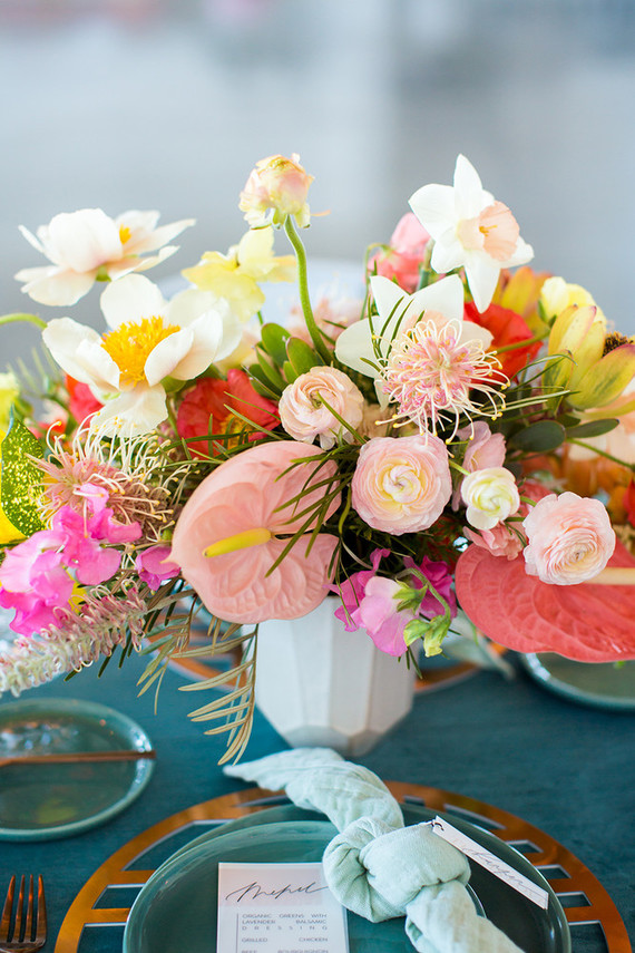 Coral floral arrangement
