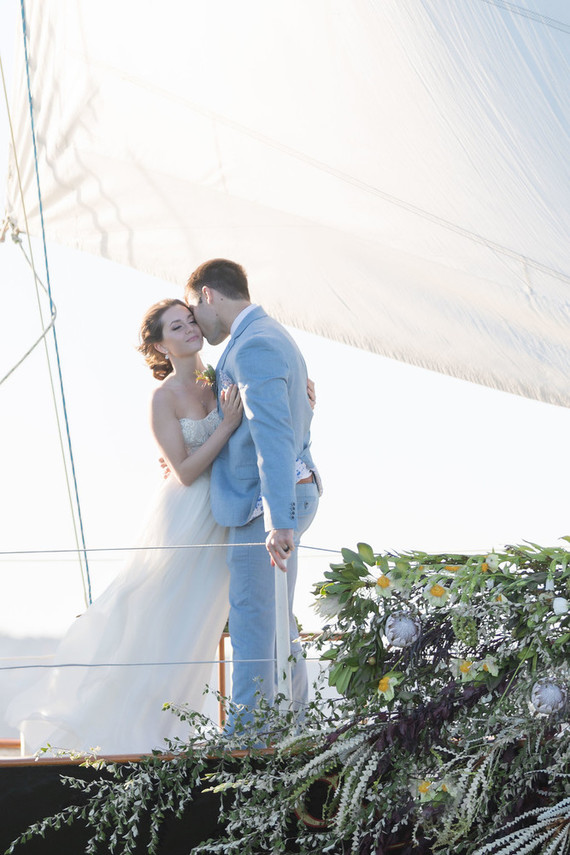 Sailboat wedding portrait