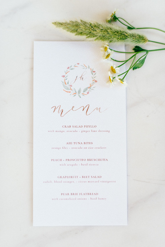 Bridal brunch menu