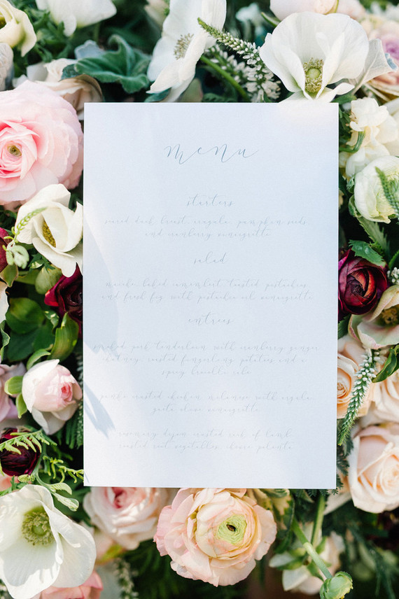 Calligraphy menu