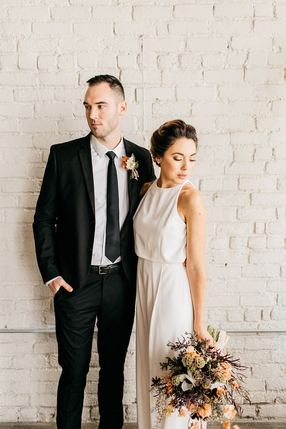 Modern bride and groom