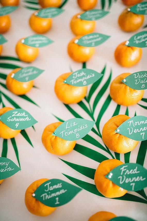 Orange escort cards