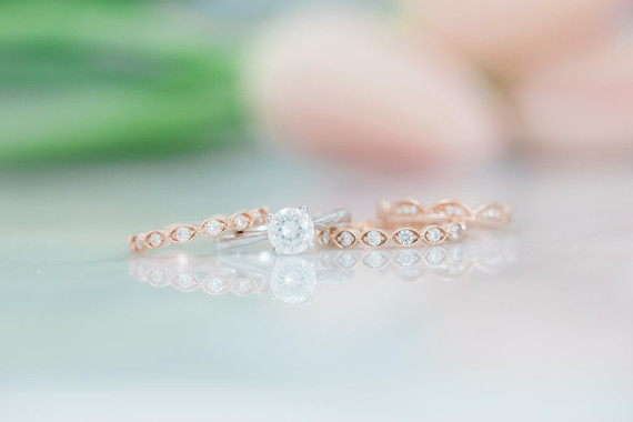 Diamond alternative engagement and wedding rings