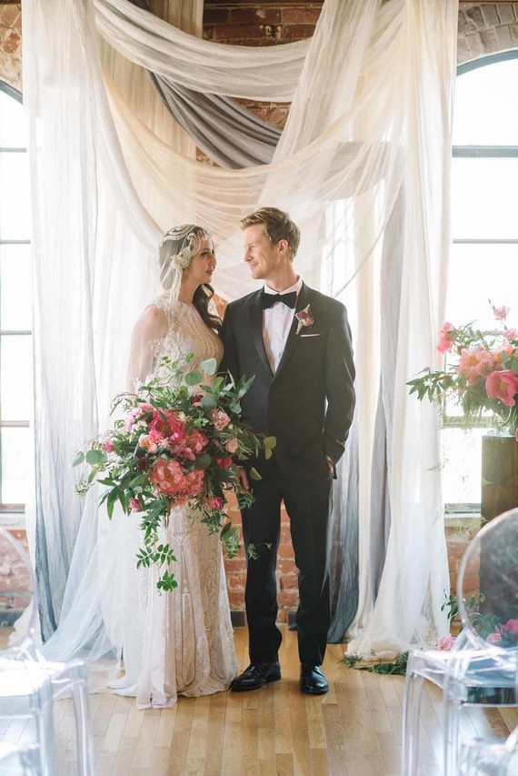 modern feminine warehouse wedding inspiration