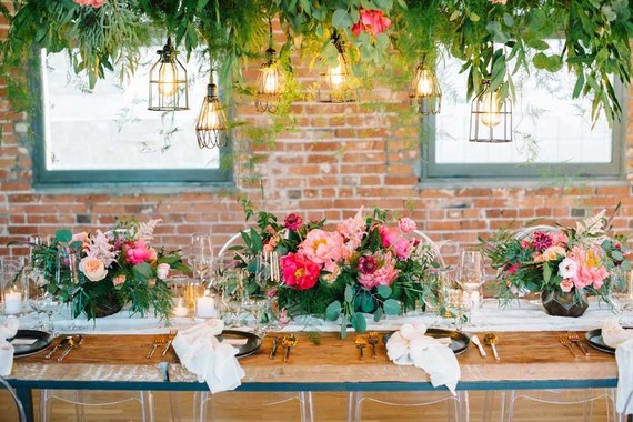 coral peony wedding tablescape