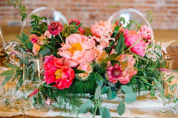coral peony floral arrangement