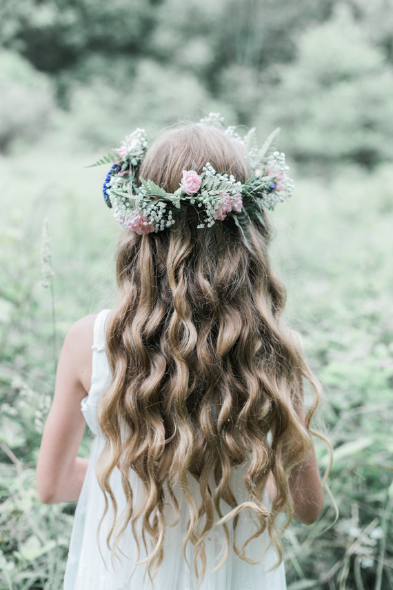 flower girl flower crown hairstyle Inspiration