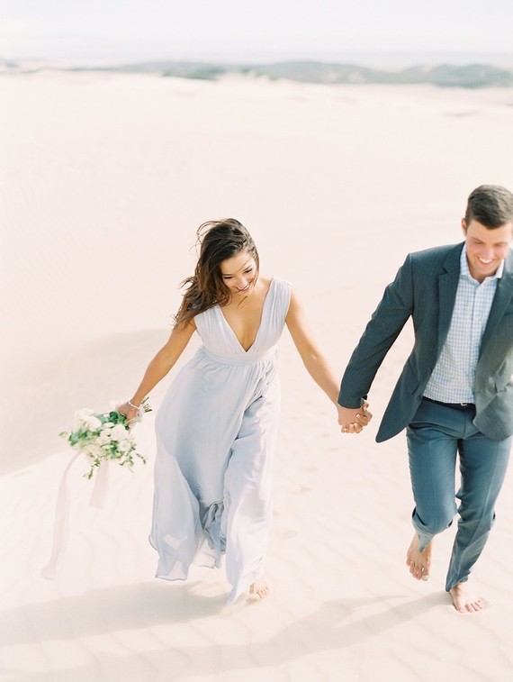 Pastel sand dune engagement photos