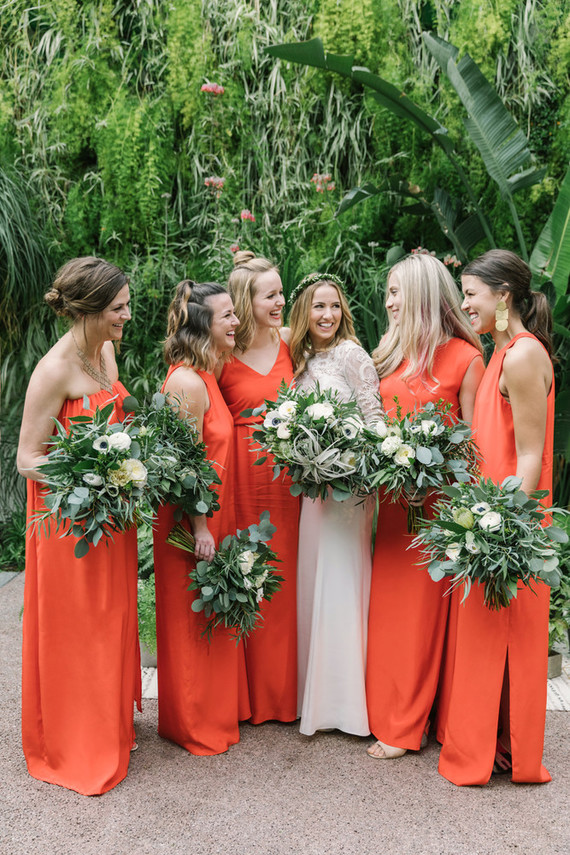 modern orange bridesmaid dresses
