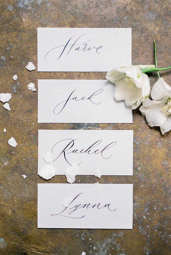 escort cards with calligraphy