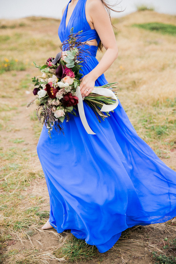 Blue dress engagement photos
