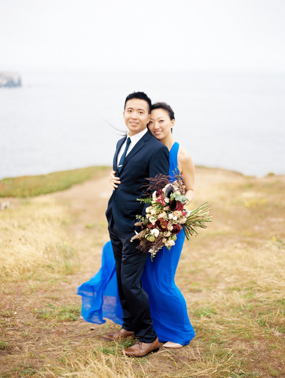 Blue dress engagement photos