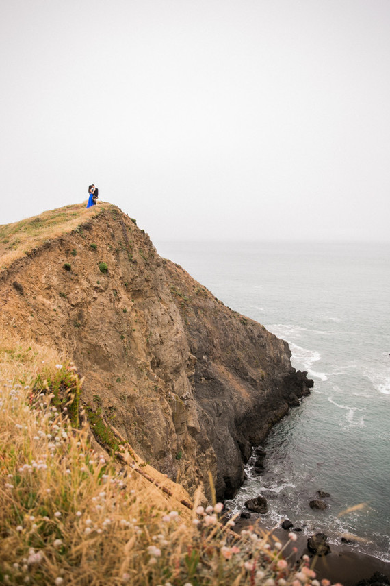 Blue dress engagement photos