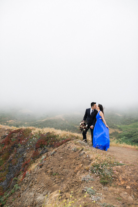 Blue dress engagement photos