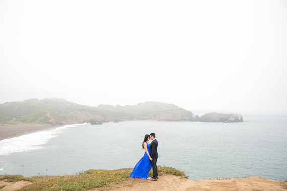 Blue dress engagement photos