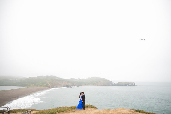 Blue dress engagement photos