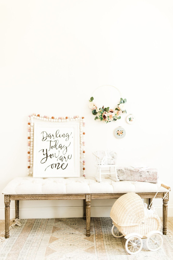 Edible flower 1st birthday party Inspiration