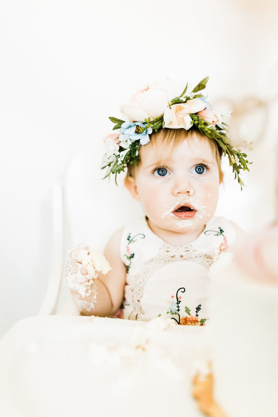Edible flower 1st birthday party Inspiration