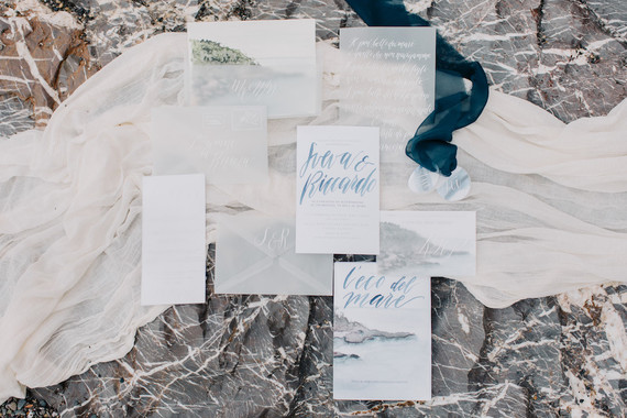 Seaside inspired wedding invitations