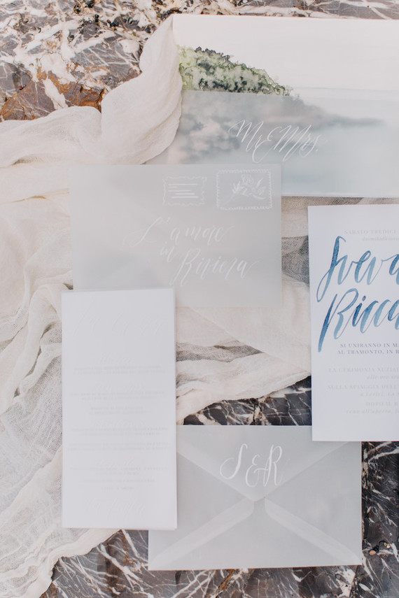 Seaside inspired wedding invitations