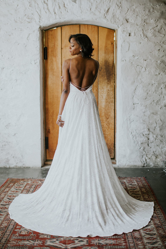 bridal gown with long full train