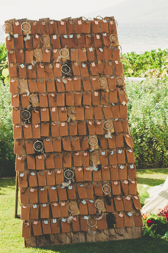 leather escort card display