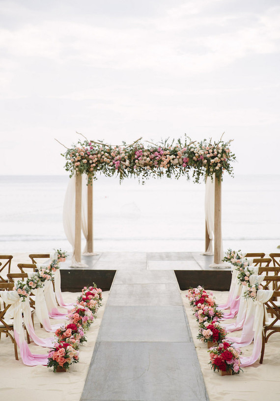 pink watercolor-inspired beach wedding in Phuket, Thailand