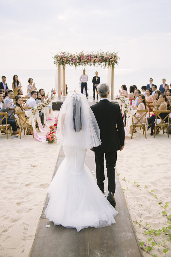 pink watercolor-inspired beach wedding in Phuket, Thailand