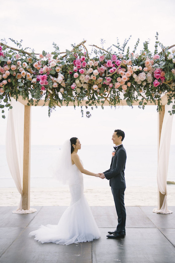 pink watercolor-inspired beach wedding in Phuket, Thailand