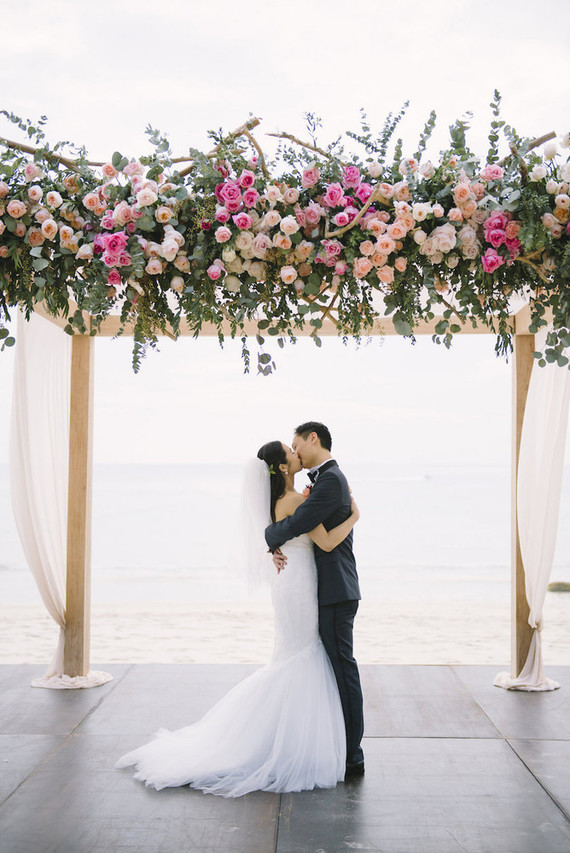 pink watercolor-inspired beach wedding in Phuket, Thailand
