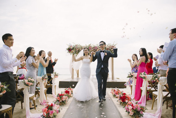 pink watercolor-inspired beach wedding in Phuket, Thailand