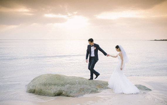 pink watercolor-inspired beach wedding in Phuket, Thailand